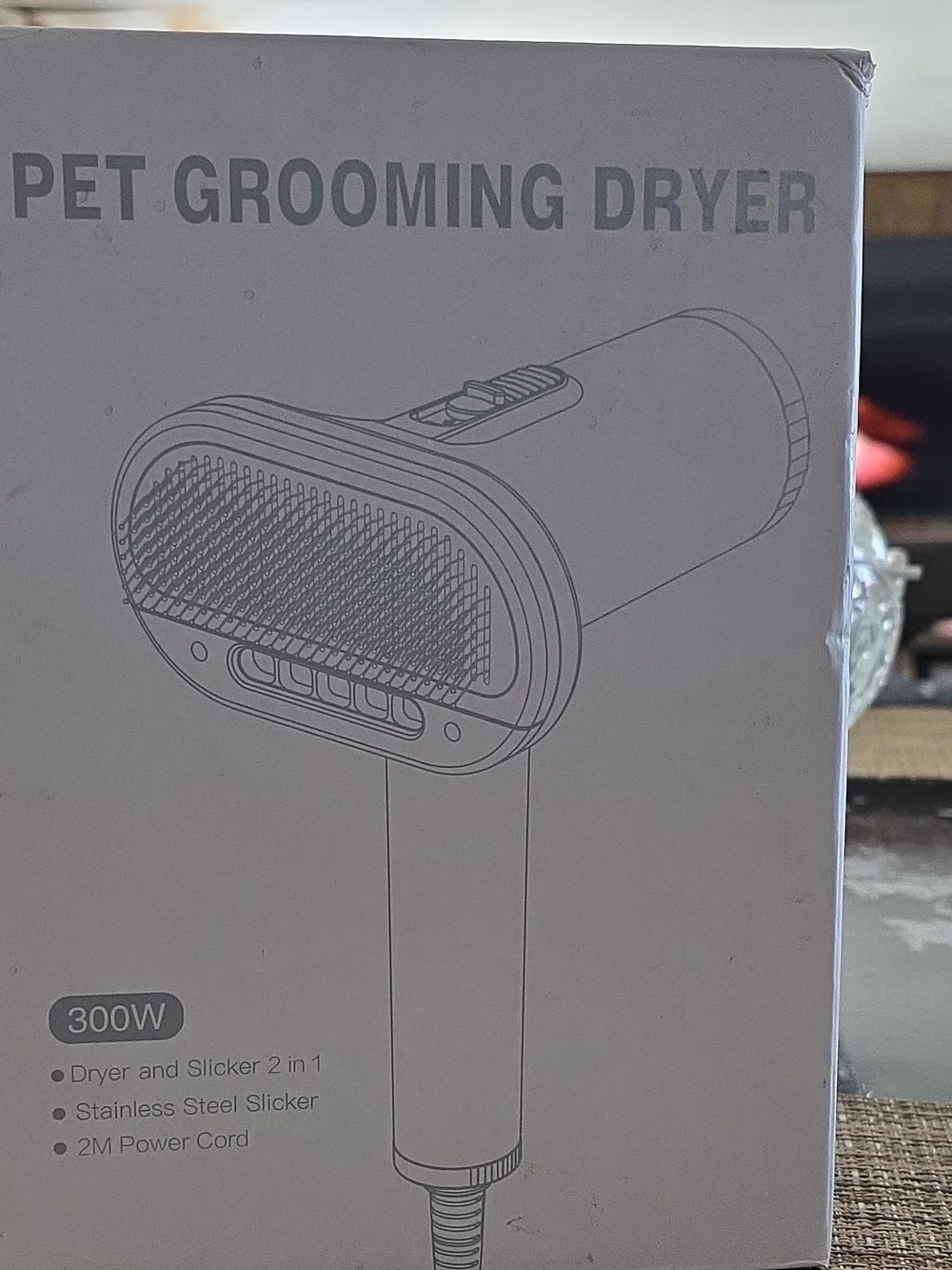 Pet Grooming Dryer and Slicker Brush - Gray/White